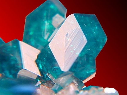 Dioptase on Calcite from Tsumeb, Namibia